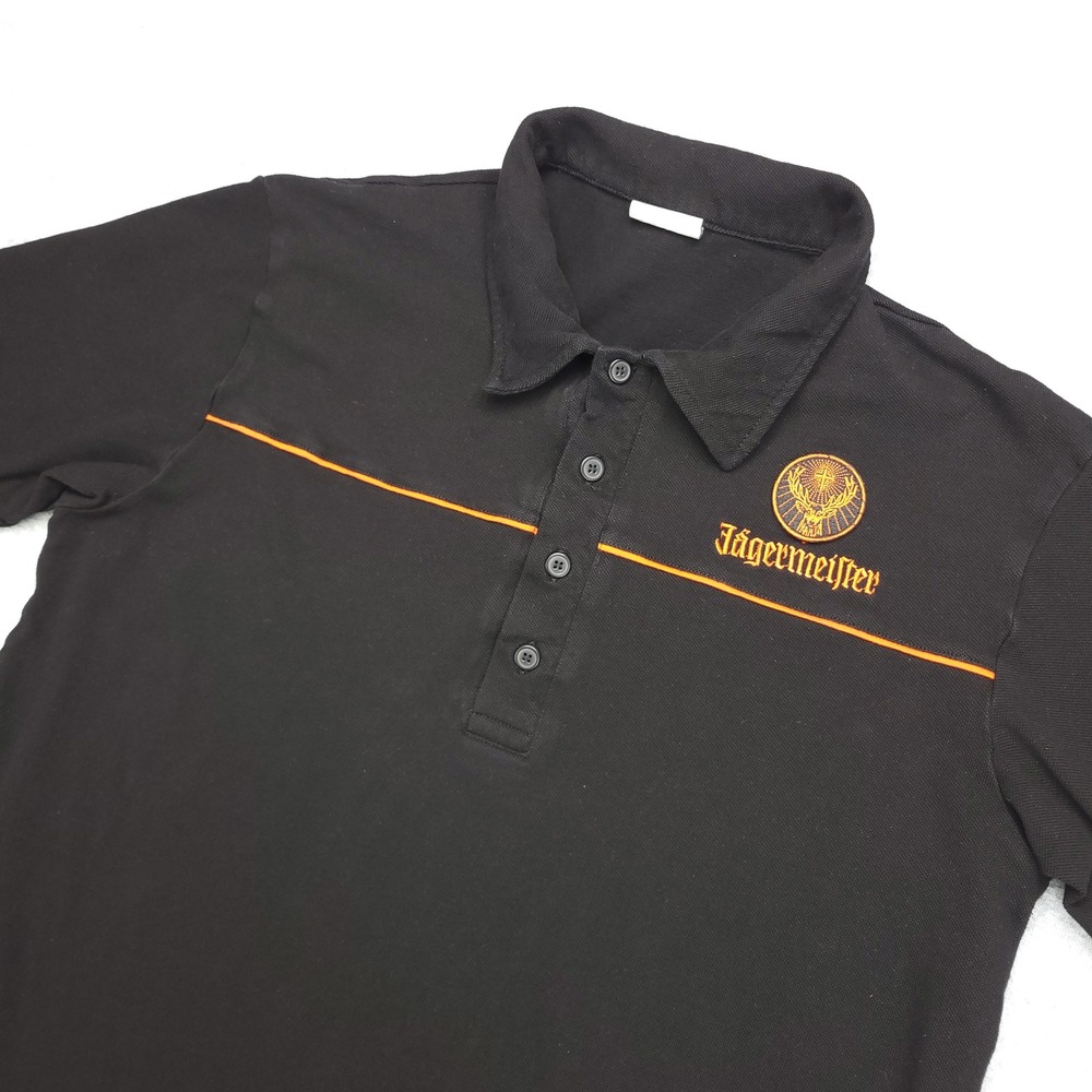Jägermeister Black Polo Shirt Men's Size L‎ Short Sleeve Embroidered Logo